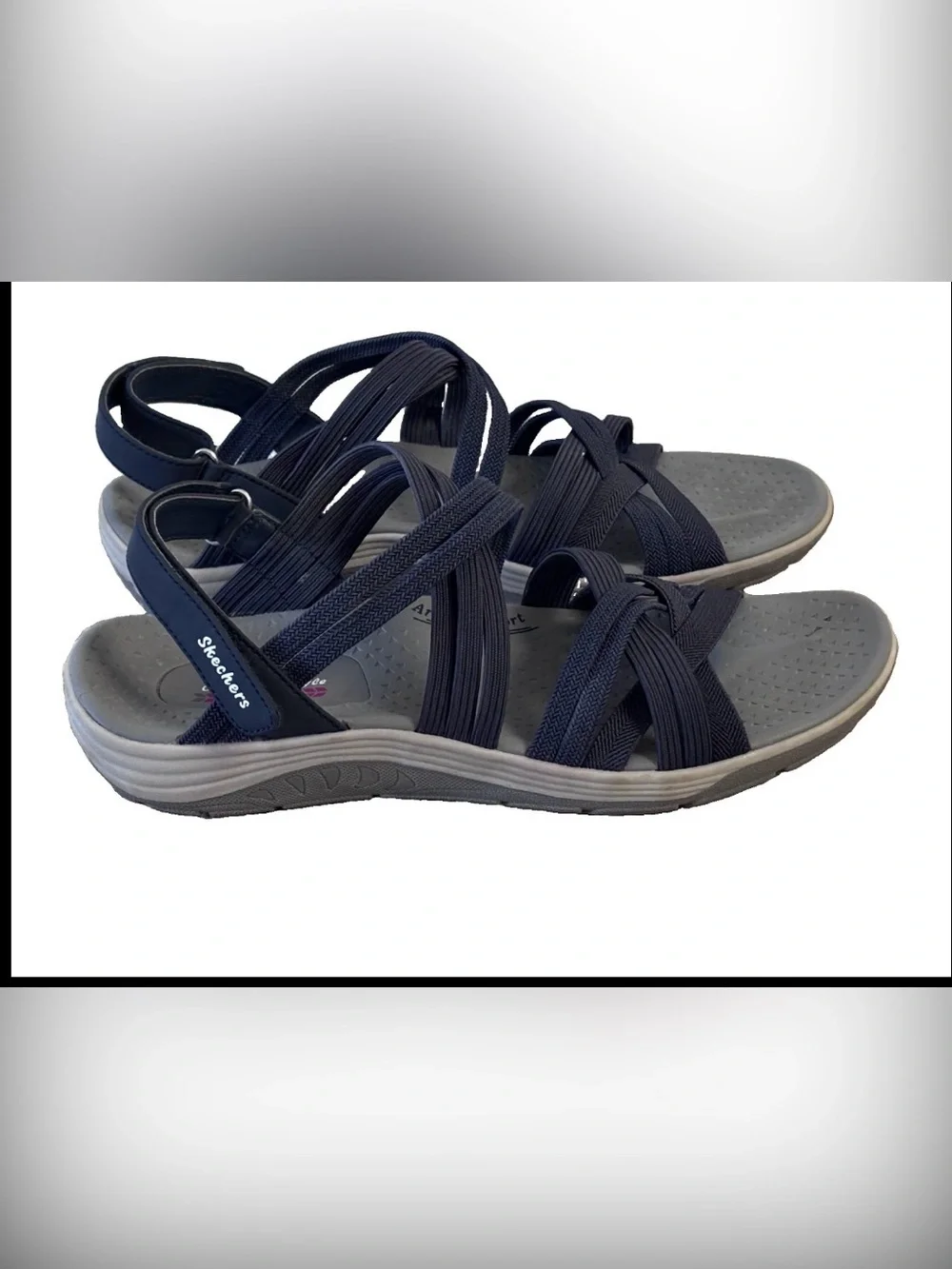 Skechers Reggae Navy Strappy Sandals Size 9.5 EUC